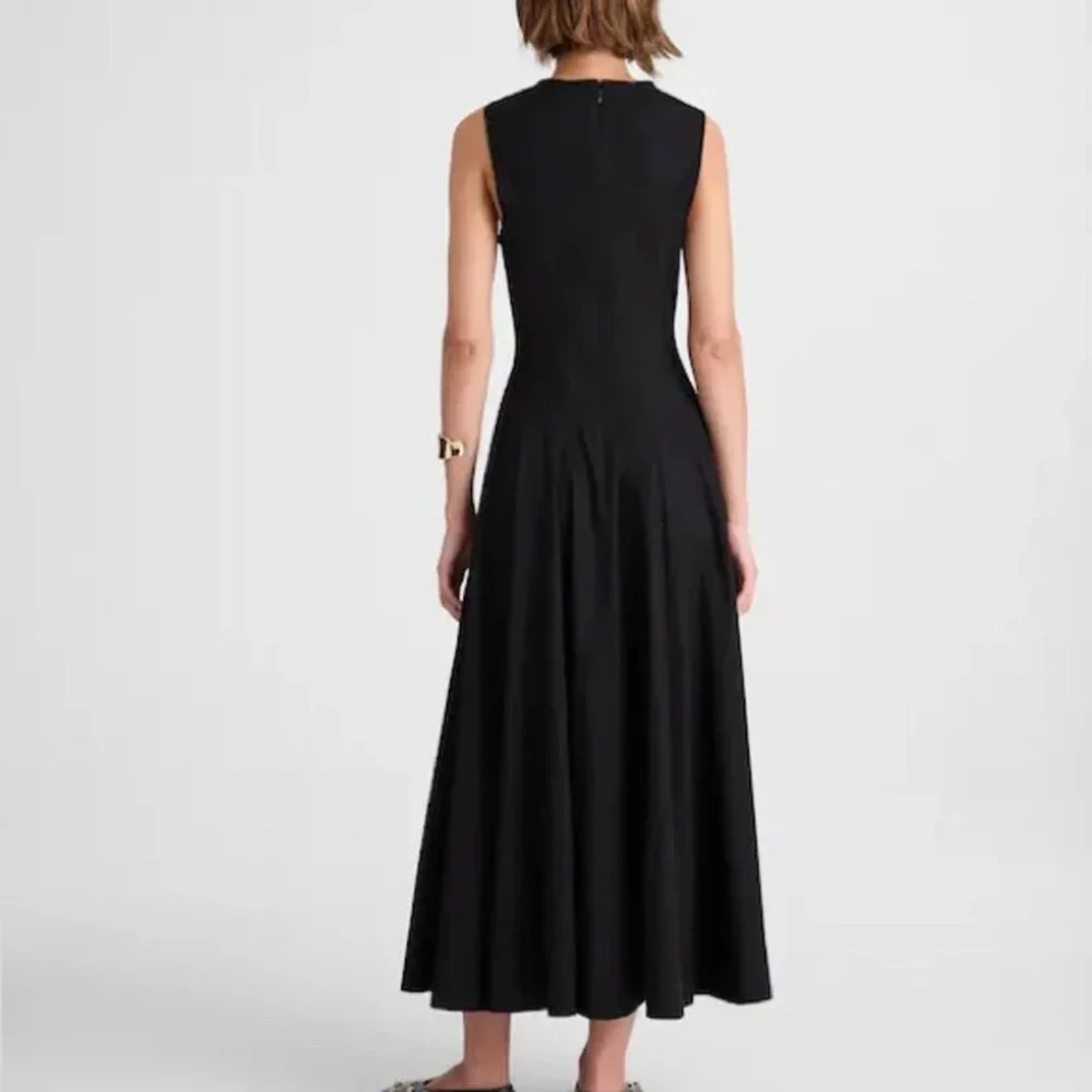 Madewell Black Yana Mid Weight Poplin V-Neck Midi Dress 4 NWT - Picture 2 of 8